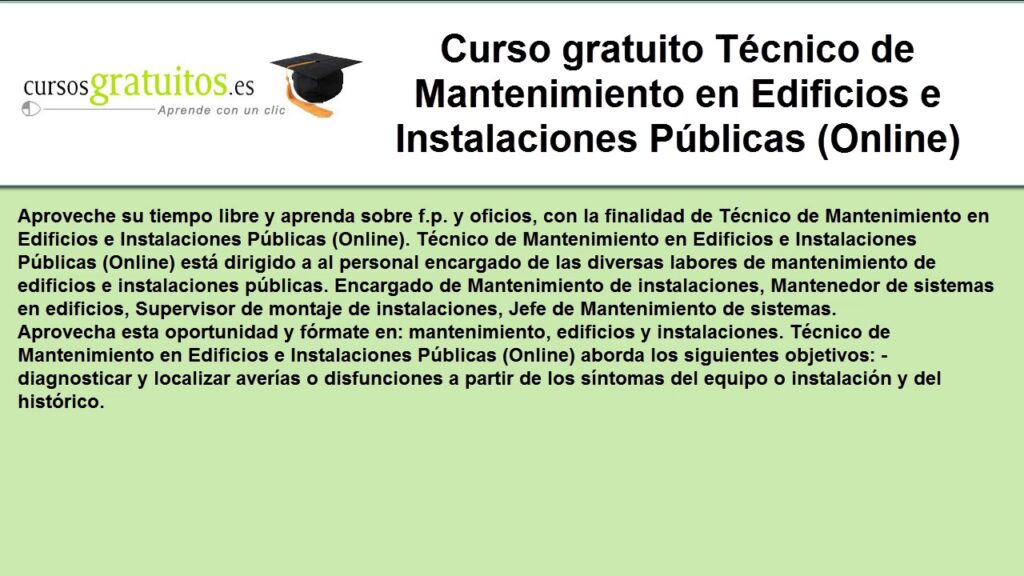 Curso gratis de mantenimiento de edificios